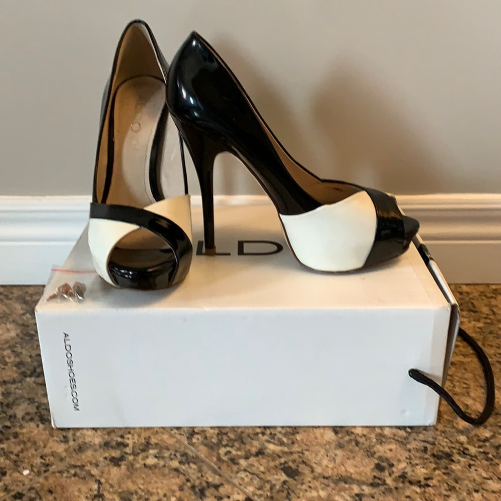 Black and white pumps